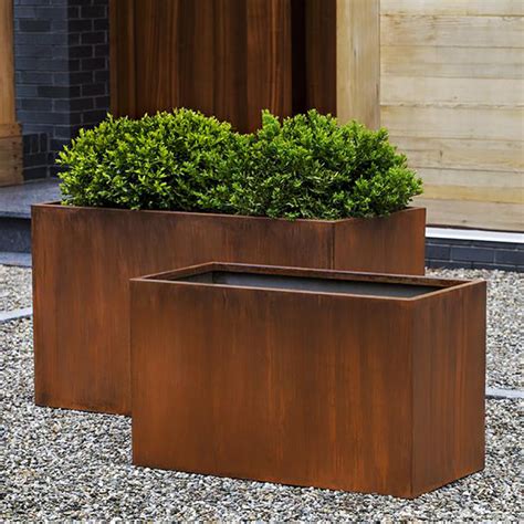 outdoor metal planter boxes|large metal planters for outside.